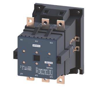 SIEMENS POWER CONTACTOR, SINOVA, 3MT7, 3P, 205...220A, 110kW, 1NO+1NC, 380VAC, SIZE S6