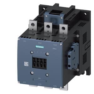 SIEMENS MOTOR STARTER CONTACTOR, 3RT1, 3P, 500A, 250kW, 2NO+2NC, 220...240 VAC/DC, SIZE S12