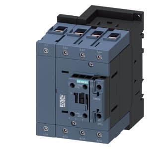 SIEMENS POWER CONTACTOR, 3RT2, 4P, 160A, 22 kW, 1NO+1NC, SIZE S3
