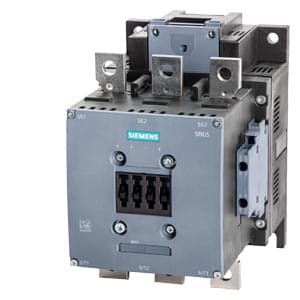 SIEMENS MOTOR STARTER CONTACTOR, 3RT5, 3P, 225...275A, 110kW, 2NO+2NC, 110...127 VAC/DC COIL, SIZE S10