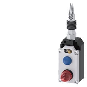 SIEMENS SIRIUS, 3SE71, CABLE-OPERATED SWITCH METAL ENCLOSURE, 2 XM20 X1.5; 1 NO+1 NC, WITH LATCHING EN ISO 13850 BUTTON RESET, FOR 20 M WITH LED LAMP 24 V DC, RED