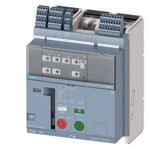 SIEMENS MCCB, 3VA2, 3P, 500...1250A, 55kA, WITH 4 AUX, TRIP ALARM SWITCH, SHUNT RELEASE AND UNDERVOLTAGE RELEASE, ADJUSTABLE TYPE, ETU360-LSIG