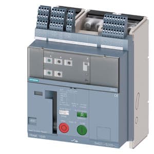SIEMENS MCCB, 3VA2, 3P, 640...1600A, 85kA, WITH 4 AUX, TRIP ALARM SWITCH, SHUNT RELEASE AND UNDERVOLTAGE RELEASE, ADJUSTABLE TYPE, ETU350-LSI