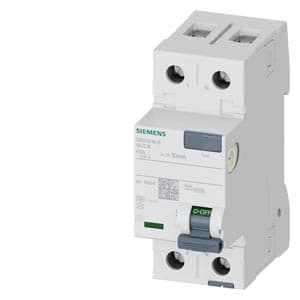 SIEMENS RCCB, RESIDUAL CURRENT PROTECTIVE DEVICES, 5SV3, N CONNECTION, RIGHT, 1P+N; 230 V AC ; 50 Hz, 30mA, 40A