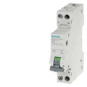 SIEMENS RCBO, RESIDUAL CURRENT PROTECTIVE DEVICES, 5SV9, 1P+N; 230 V AC; 6 kA, 20A WITHOUT PIGTAIL VERSION