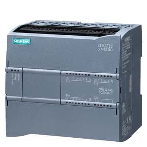 SIEMENS SIMATIC S7-1200, CPU 1214C, COMPACT CPU, DC/DC/RELAY, ONBOARD I/O: 14 DI 24 V DC; 10 DO RELAY 2 A; 2 AI 0-10 V DC, POWER SUPPLY: DC 20.4-28.8 V DC, PROGRAM/DATA MEMORY 150 KB