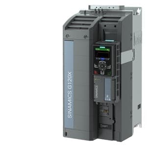 SIEMENS SINAMICS, G120X RATED POWER: 22 kW At 110% 60s, 100% 240 s UNFILTERED 380-480 V 3 AC +10/-20% 47-63 Hz AMBIENT TEMPERATURE -20 to +45 °C SIZE: FSD DEGREE OF PROTECTION IP20 / UL OPEN TYPE PAINTING 3C2 WITH BASIC OPERATOR PANEL